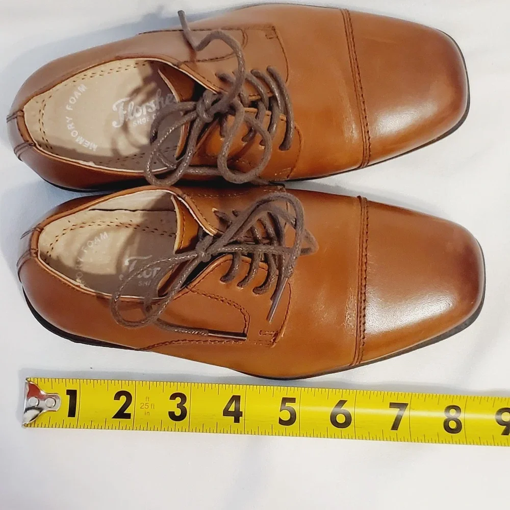 Florsheim Kids Cap Toe Oxfords Boys Cognac Leather Size 12m